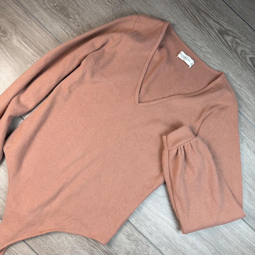 Abercrombie & Fitch Women Bodysuit Soft A&F Cozy Ribbed V-Neck Pink XL